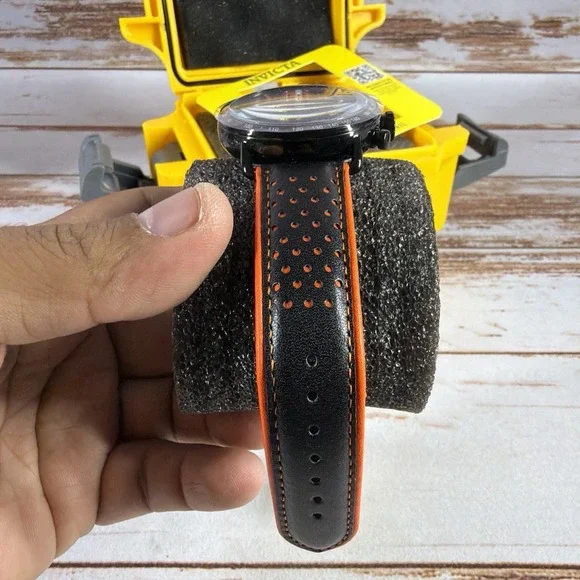 Invicta Racing 49369 Men's Watch 44mm Tachymeter Orange/Black Leather